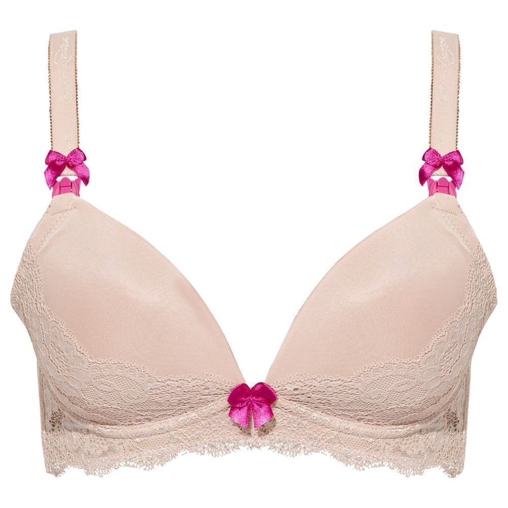 You! Lingerie 34C Flirty You! Nursing bra Nude Lace Adjustable Bow Cream